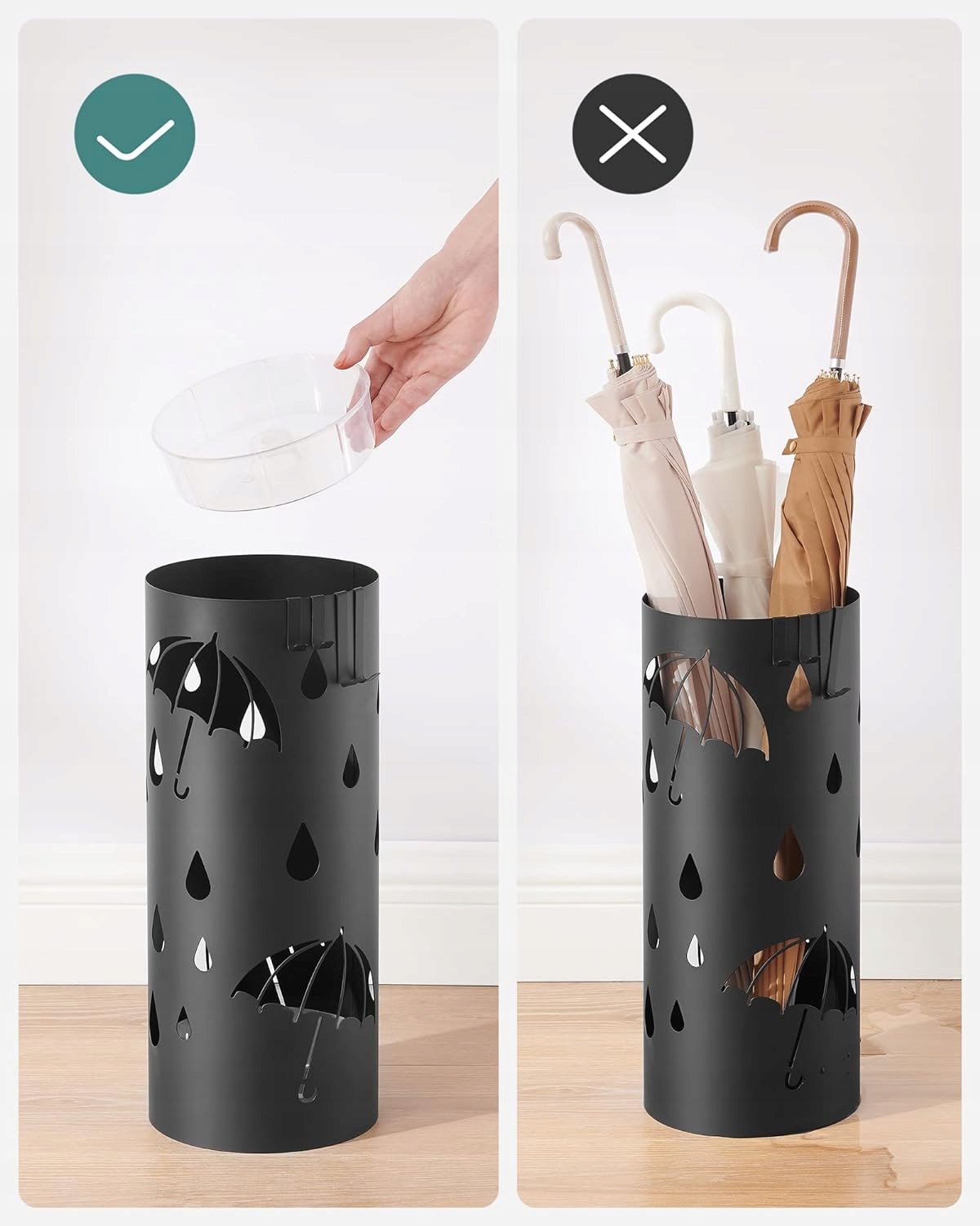 STOJAK NA PARASOLE PARASOLNIK OCIEKACZ 4 HACZYKI NÓŻKI OCHRONNE KORYTARZ Marka inna