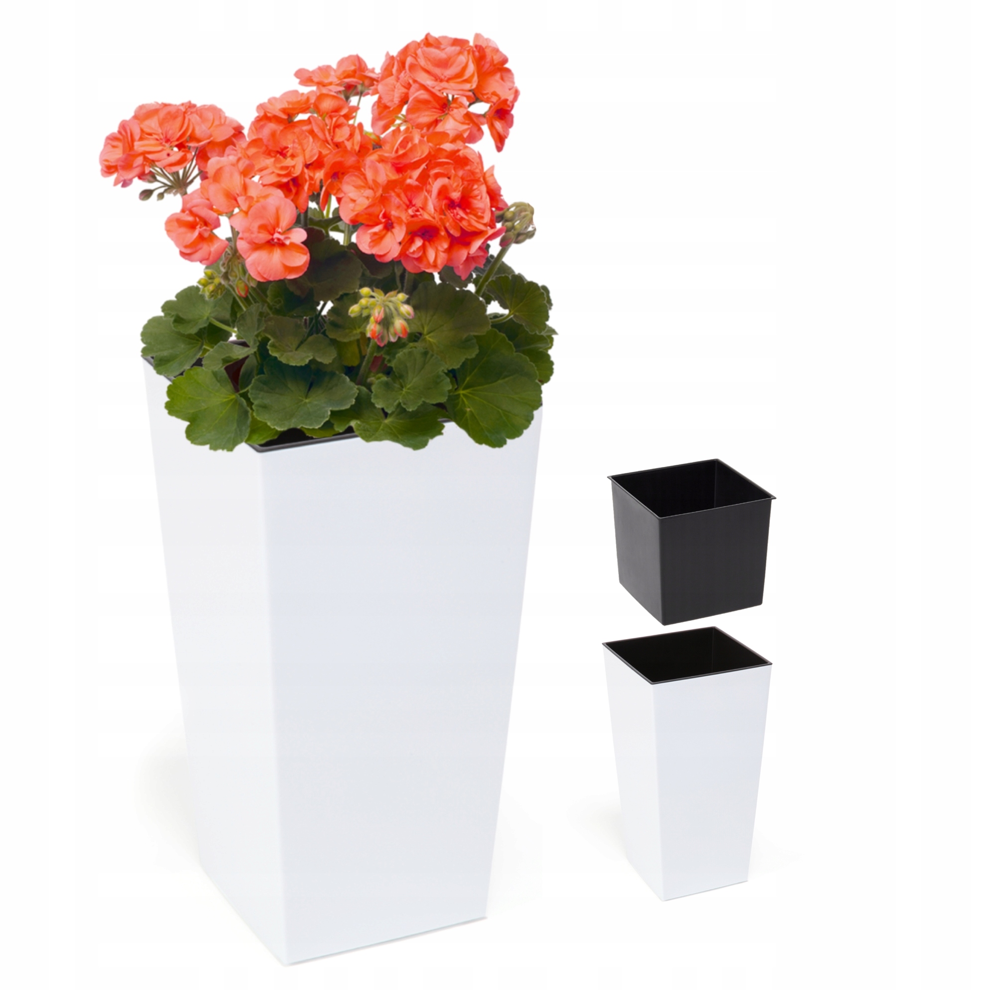 DONICA FINEZJA Z WKŁADEM BIAŁA POŁYSK DONICZKA 25x25 h47 LAMELA