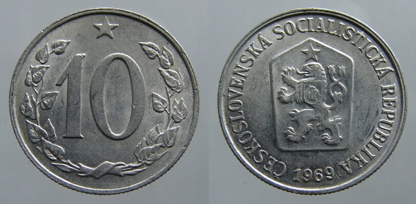 9084. CZECHOSŁOWACJA, 10 HALERZY, 1969. MENNICZA