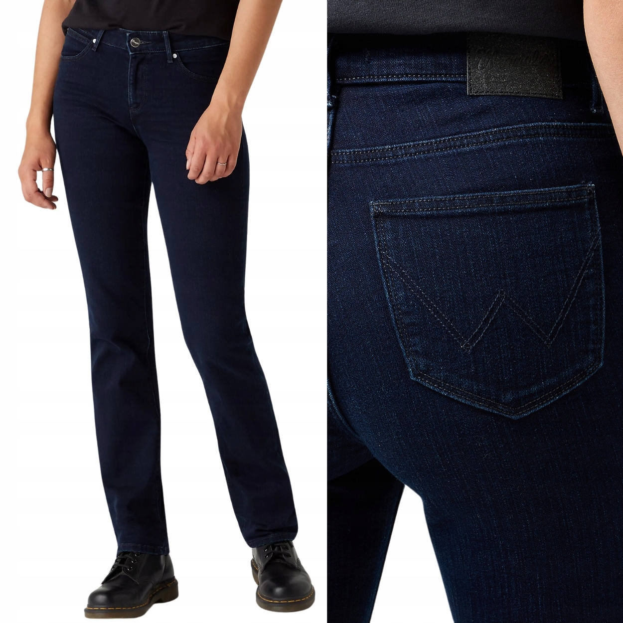 Wrangler Straight Blue Black jednoduché dámské džínové kalhoty W30 L30