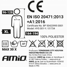 KAMIZELKA ODBLASKOWA ŻÓŁTA ATEST CE ATESTOWANA Stan opakowania oryginalne