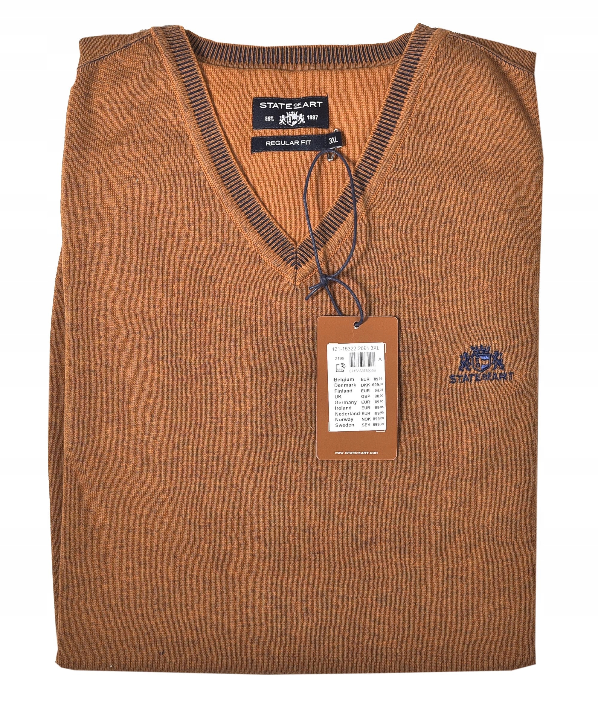 

State Of Art sweter v-neck duży bawełna cienki 3XL