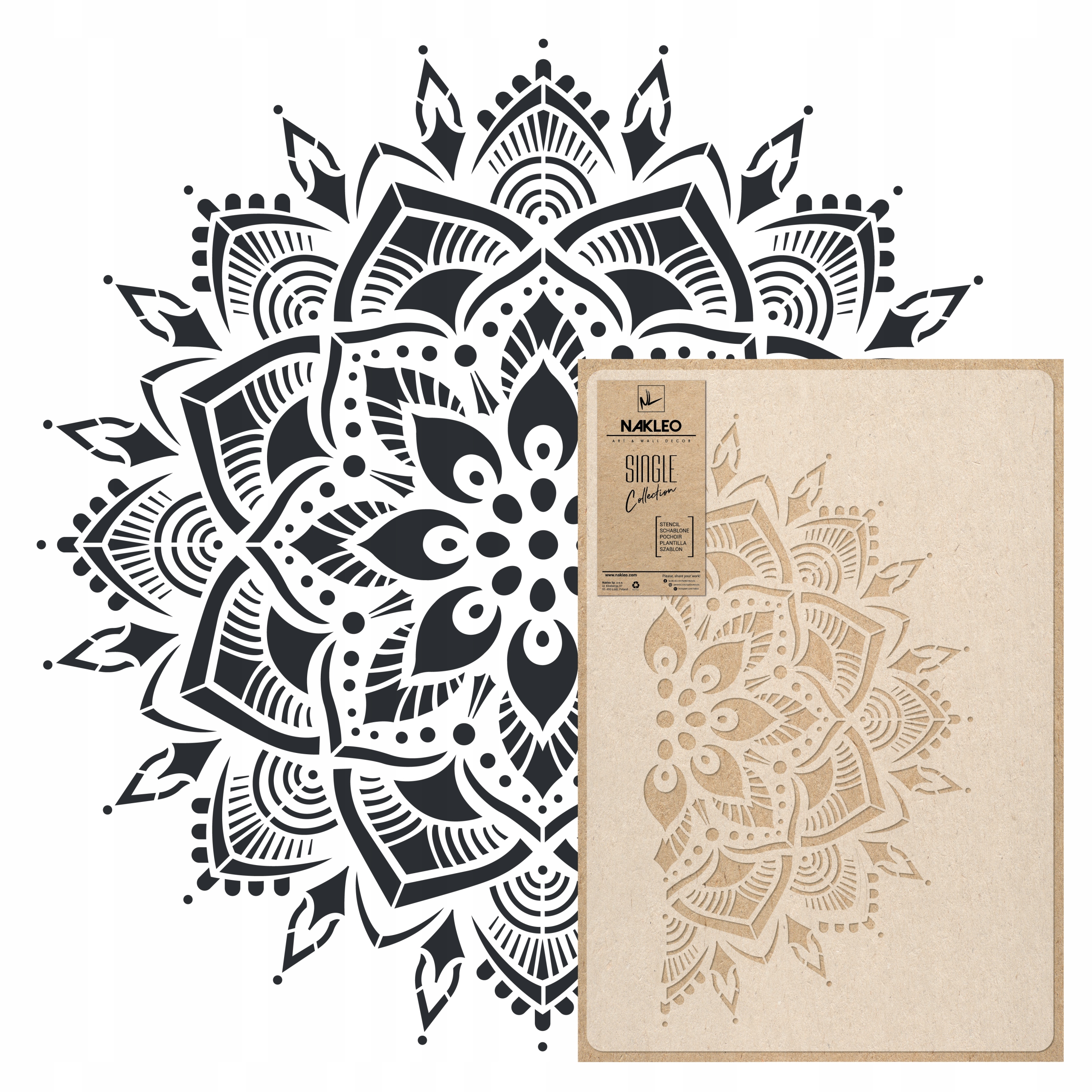 Malířská šablona Mandala L průměr 89 cm pro omítky Opakovaně Použitelný Omítka Beton