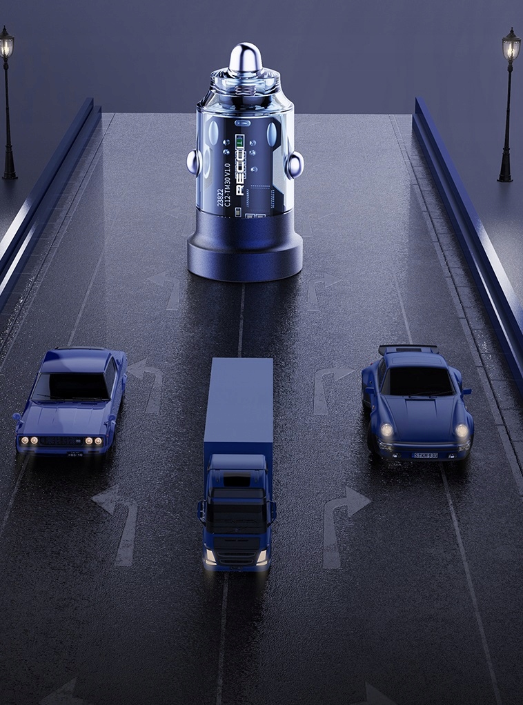 SZYBKA ŁADOWARKA SAMOCHODOWA USB-C TYP C i USB QC PD 3A 33W RECCI Prąd wyjściowy 3000 mA