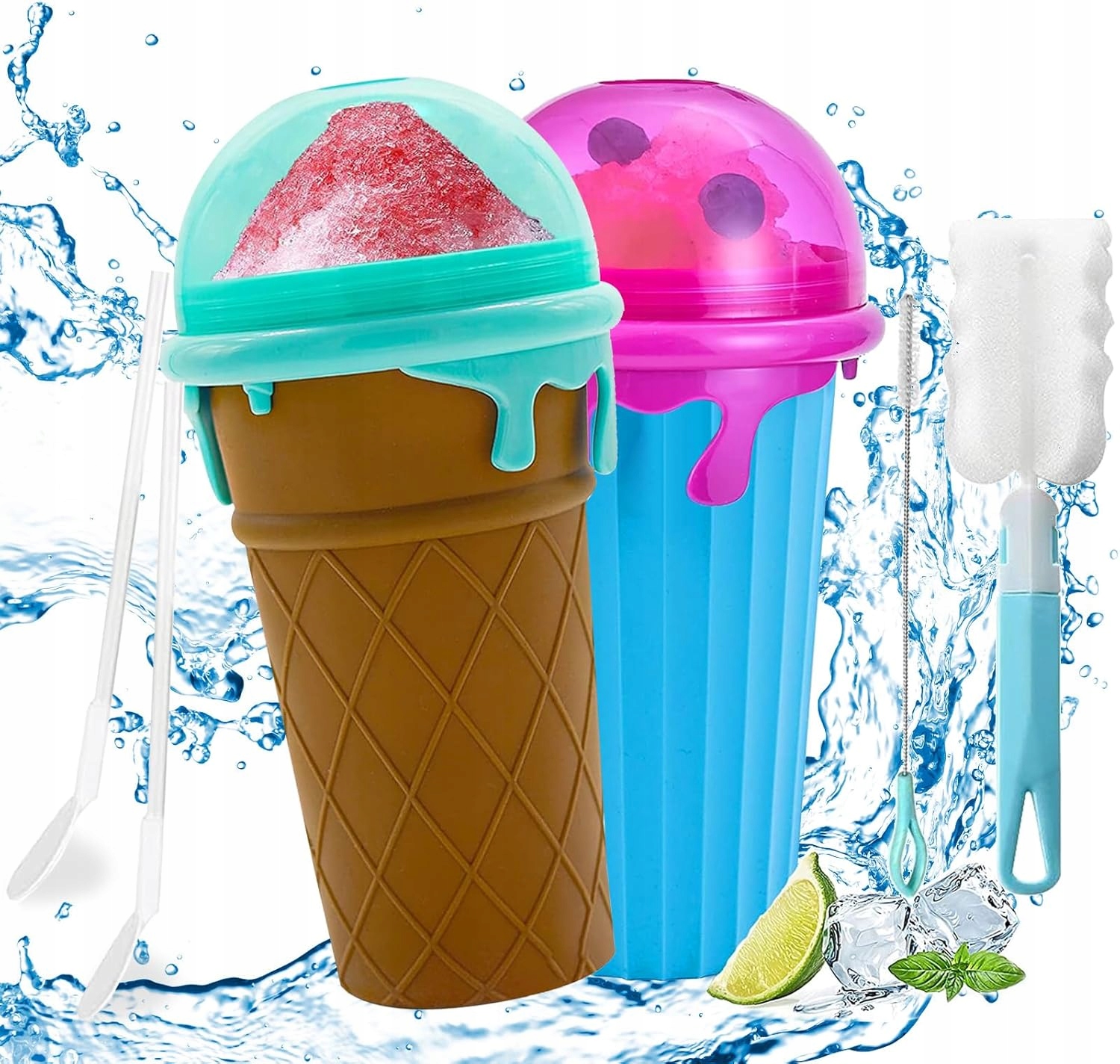Hrnek Na Výrobu Zmrzliny Sorbetů Slushy Granity 500ML Velký Objem 2ks