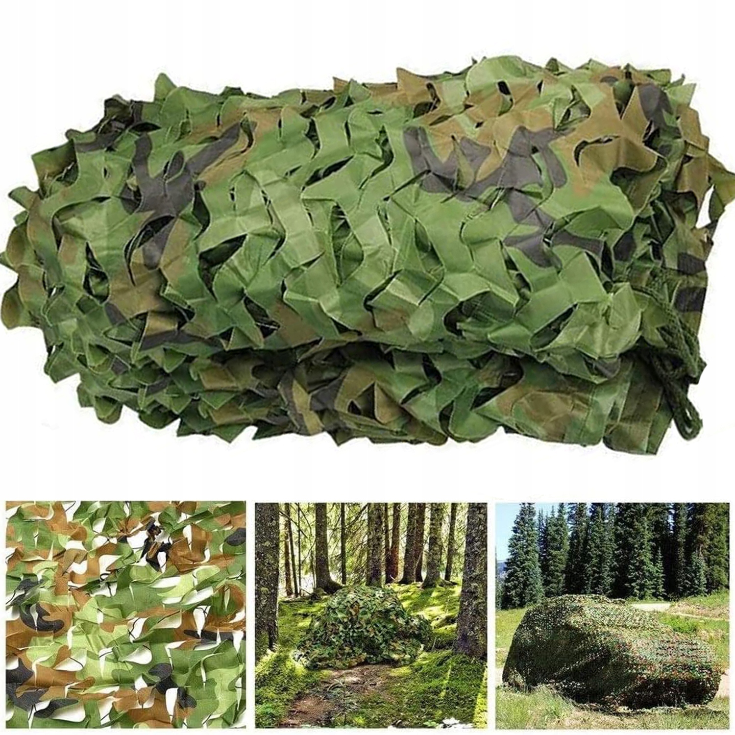 Siatka Maskująca Zasłona Wojskowa Ogrodowa Kamuflaż Osłona 3X3M Woodland
