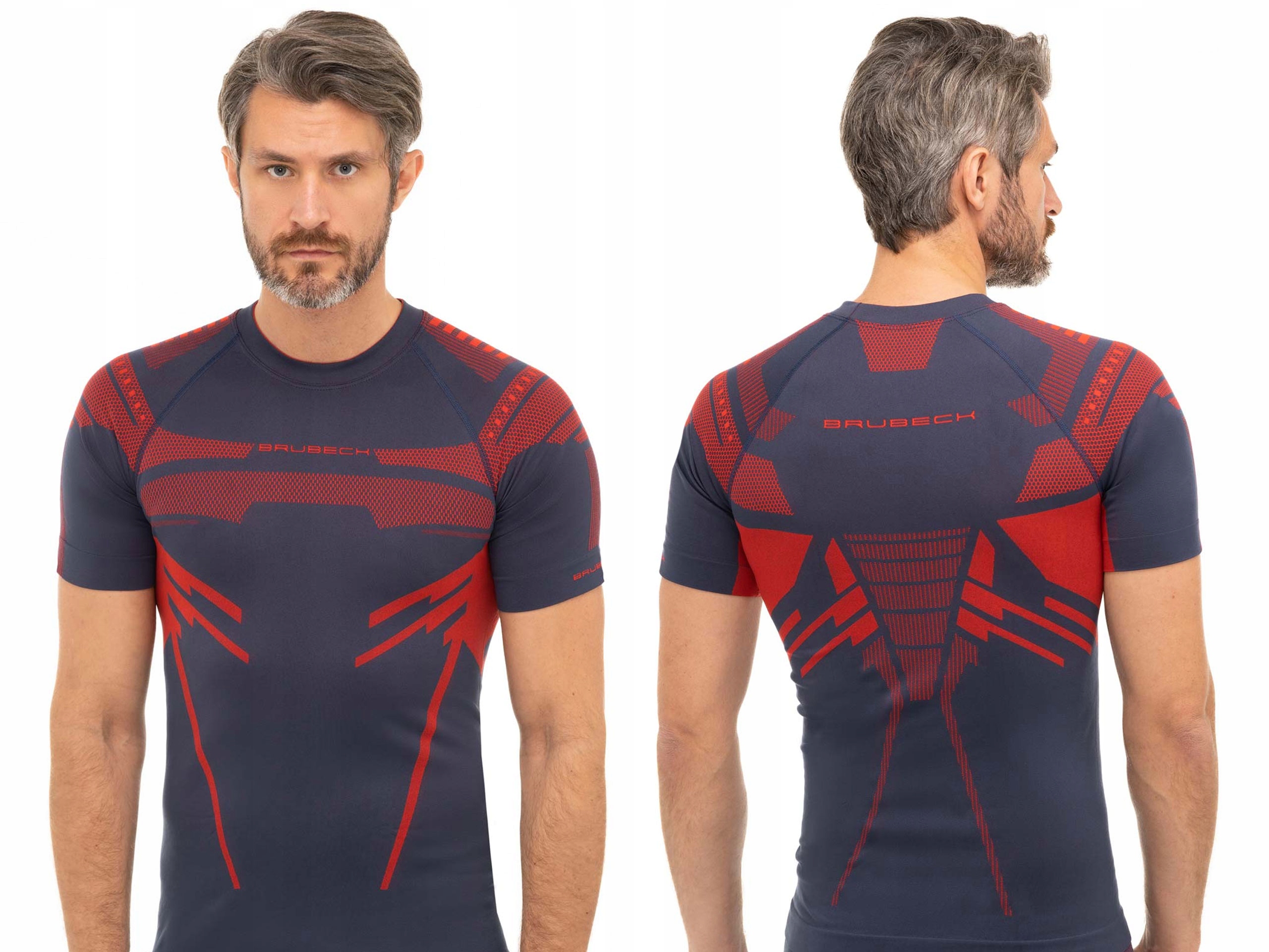 Koszulka męska Brubeck Dry z krótkim nieb/czer XXL