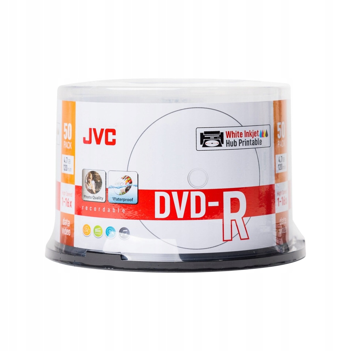 Jvc Dvd-r 4.7G/16X Potisk Bílý Potiskovatelný Voděodolný Lesklý CAKE*50 7