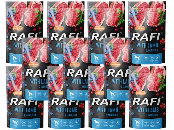 Levně Rafi Krmivo pro psy s jehněčím masem 500 g x 20 g