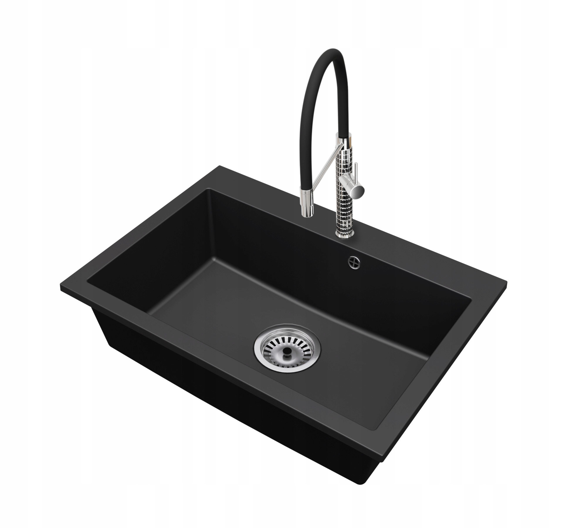 Kuchyňský granitový dřez Jednokomorový Elite 70 Baterie Sifon Chrom