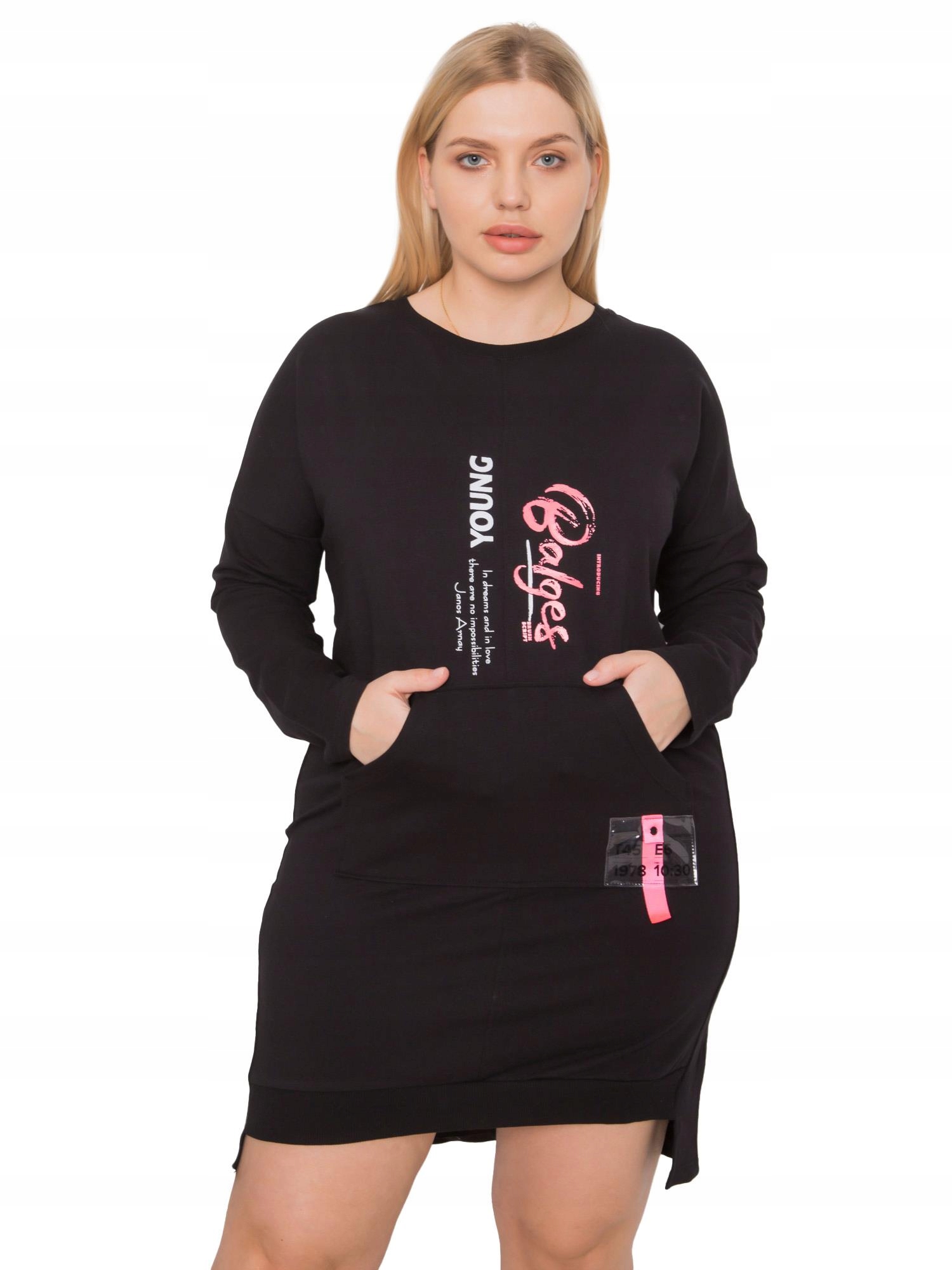 

Sukienka Damska Dresowa Plus Size kieszeń