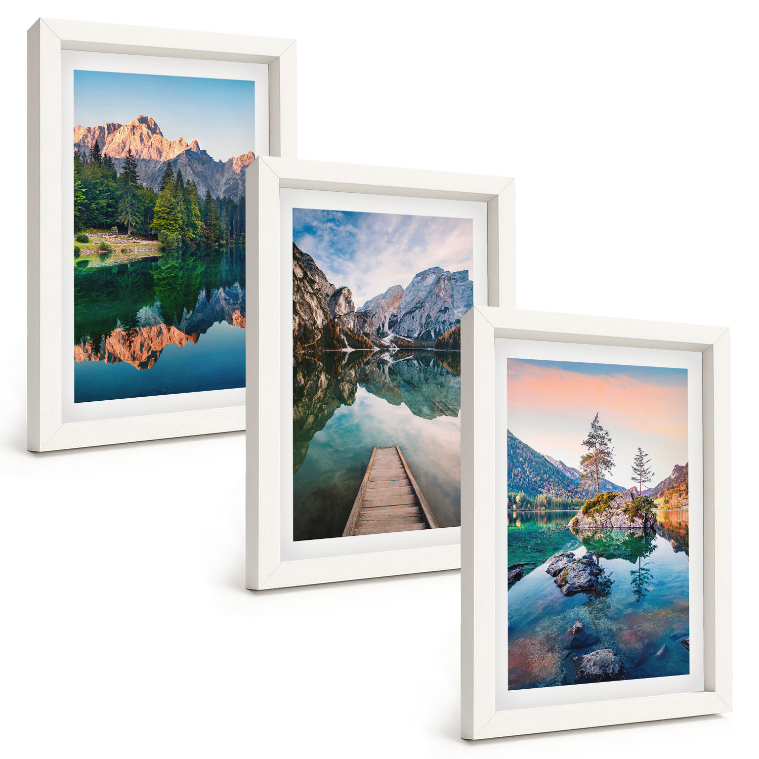 Prémiová nástěnná galerie Horská jezera odraz lesa 3 Částečný set