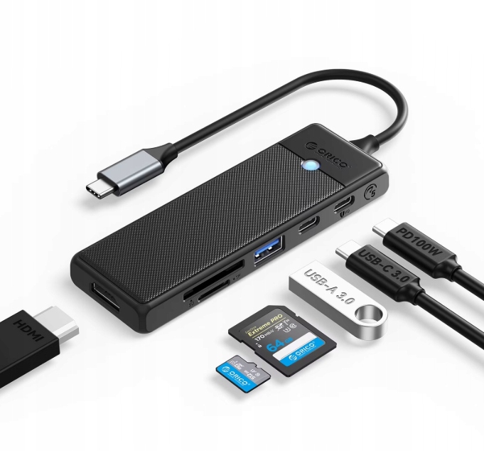 Orico PWD-6PS 6-w-1 Usb-c Hub Stacja Dokująca Hdmi Usb-a Sd Pd 100W