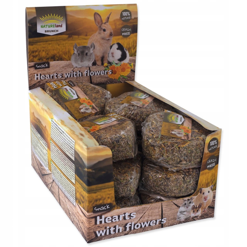 Pochoutka Nature Land Brunch XL srdíčko s lístky Displej 90g 14ks
