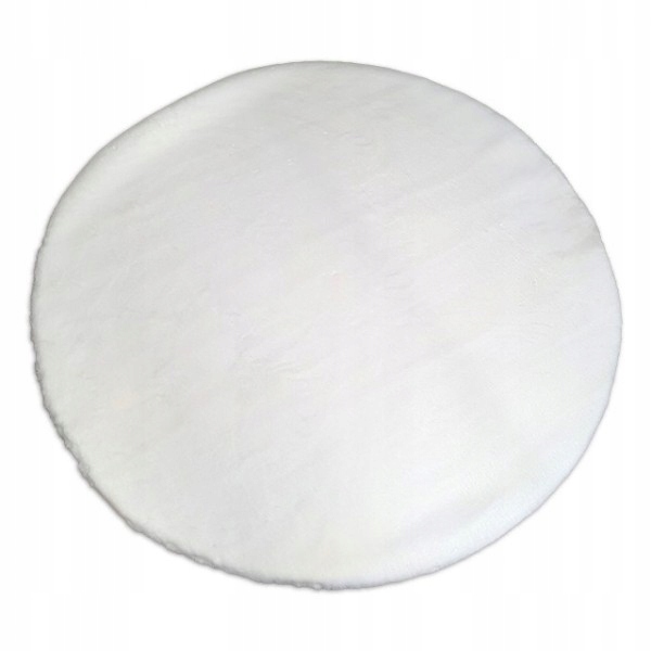 Plyšový biely okrúhly rabbitový koberec, králičia kožušina, kruh 110 cm