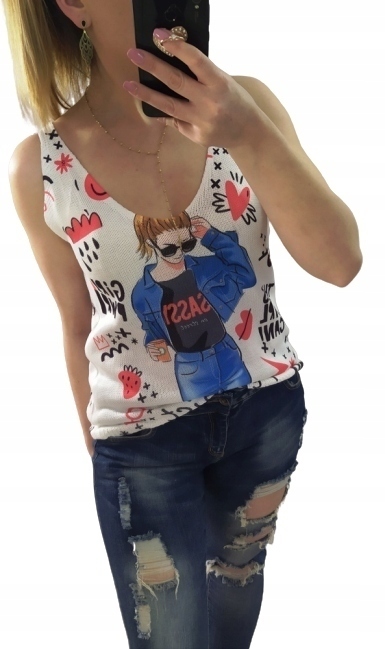 

Bluzka na ramiączkach z piękną grafiką wzory