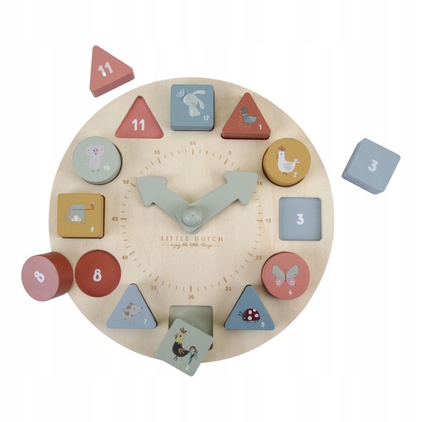 

Little Dutch Drewniany zegar do nauki, edukacyjny