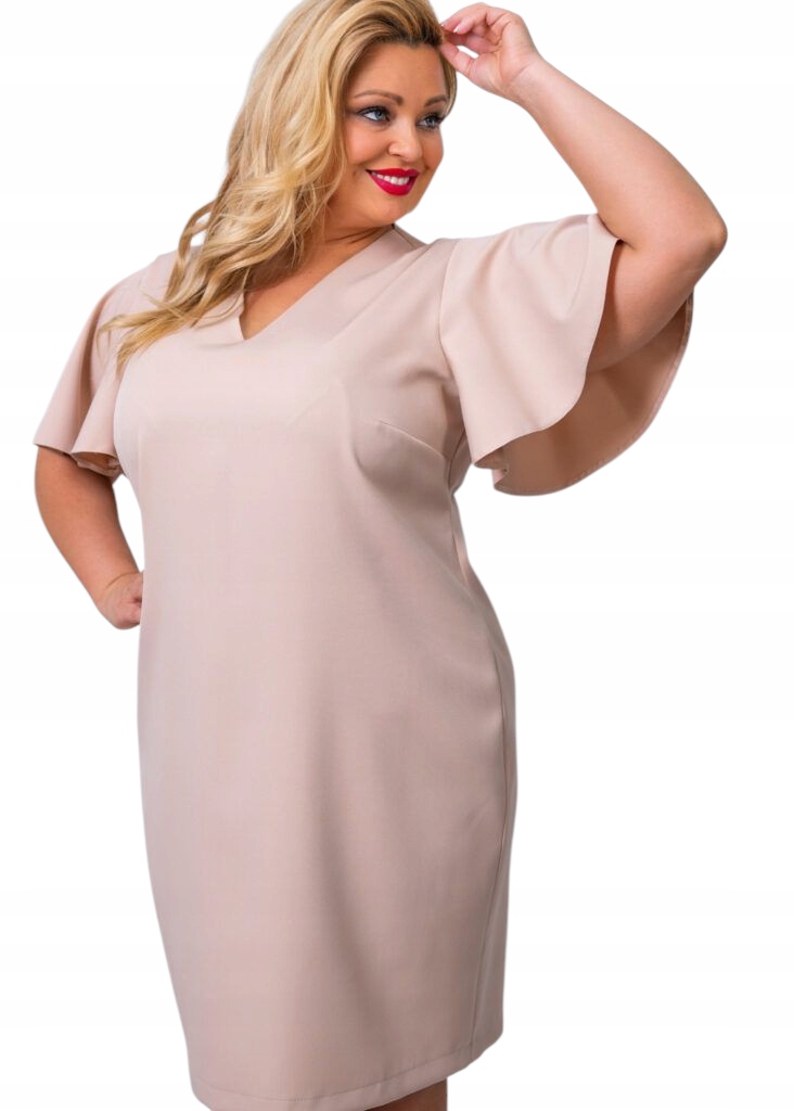 Elegantní šaty plus size velikost 46 béžová
