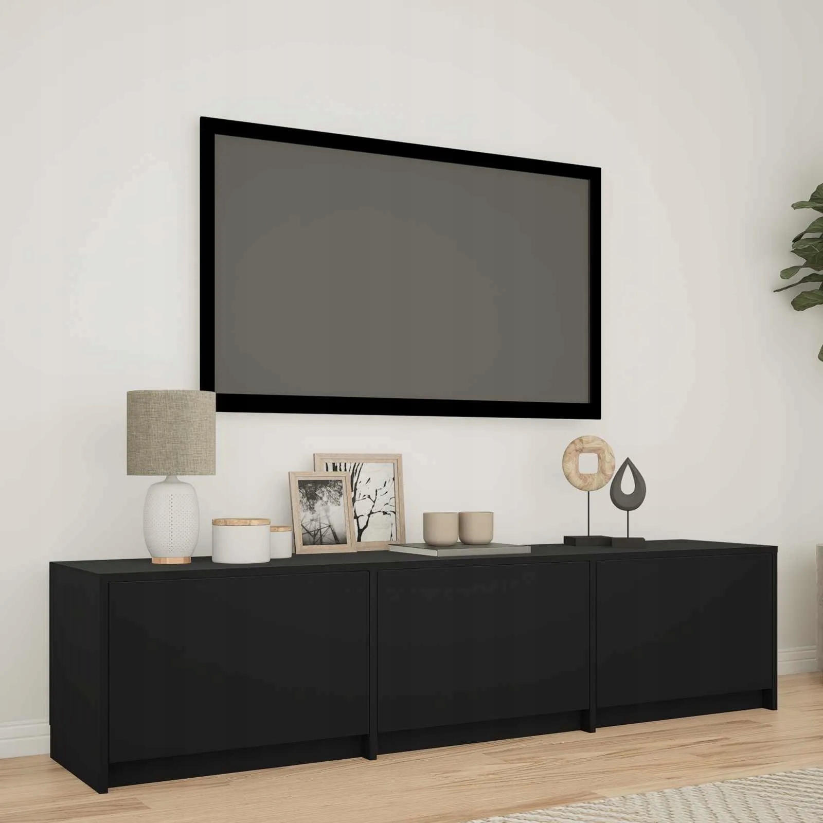 vidaXL Tv skříň s Led s Led Černý 165 x 34 x 40 cm Dřevěný materiál