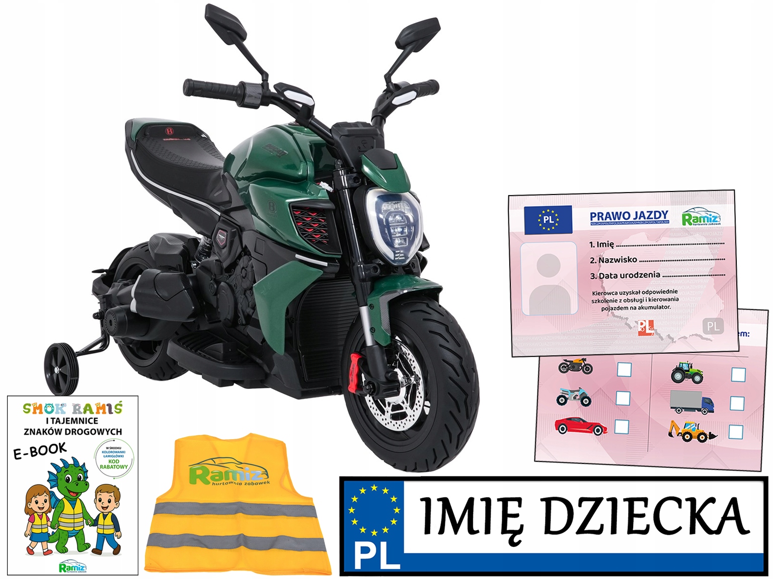 motor na akumulator Ducati Diavel x Bentley Prawo Jazdy tablica imienna