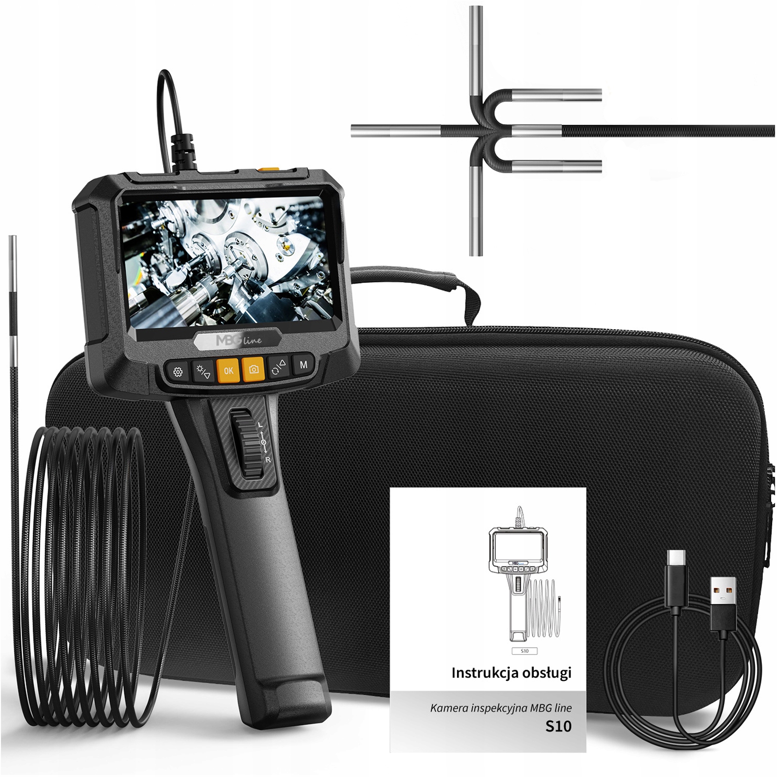 Inspekční kamera Pohyblivá HLAVA360° Kamery Endoskop Dílenská Boroskop