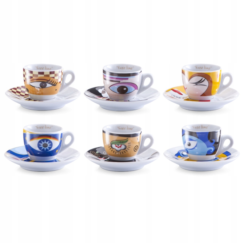 Zeller Sada šálok s podšálkou 6ks porcelán, motív Magic Eyes 50ml