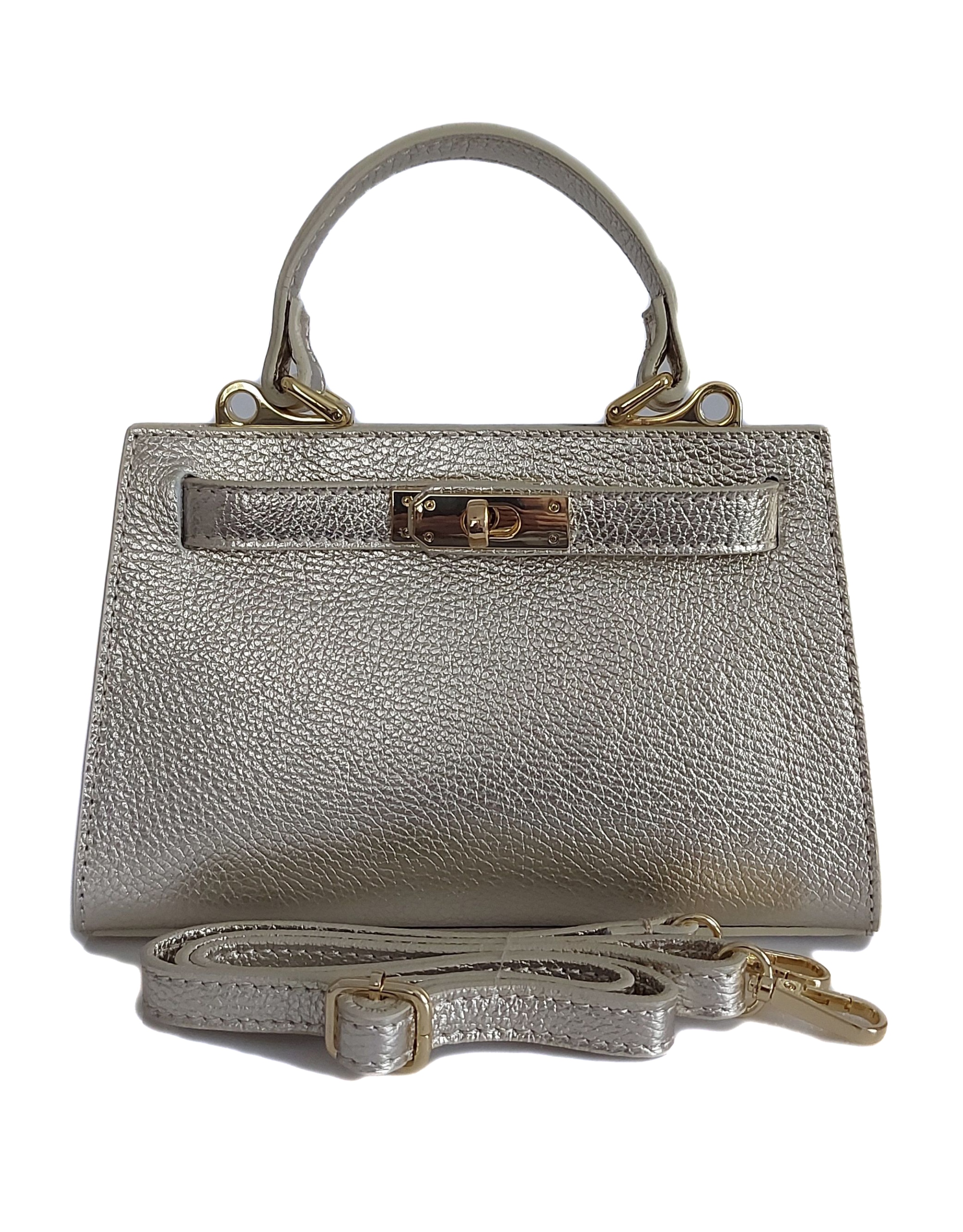 Italská elegantní kožená kabelka přes rameno Vera Pelle kufřík, kufřík Zlatá