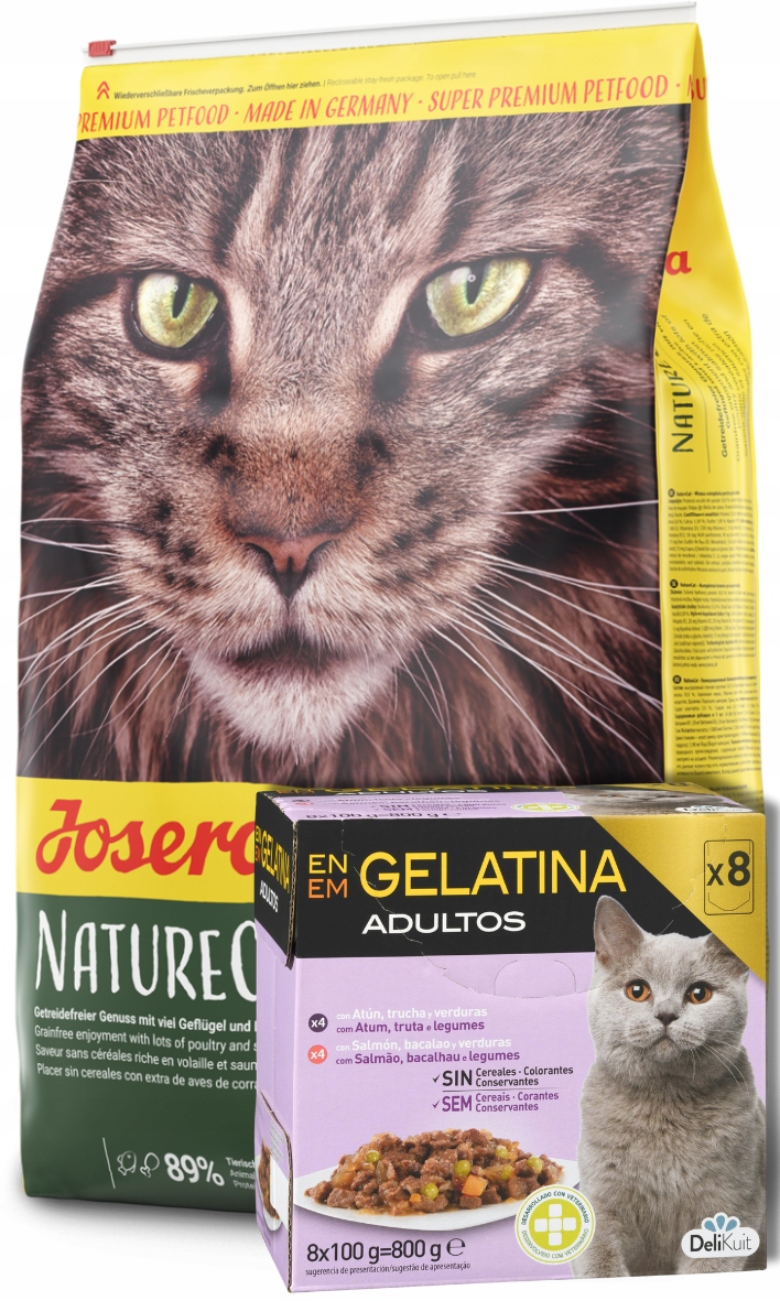 Levně Josera NatureCat 10 kg sada 8 sáčků po 100 g (4xTuňák, 4xlosos)