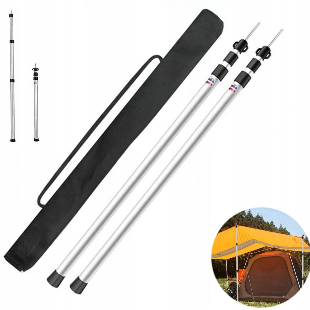 Teleskopowy Słupek Maszt Aluminiowego Do Kemping Namiotu 90CM-230CM 2SZT