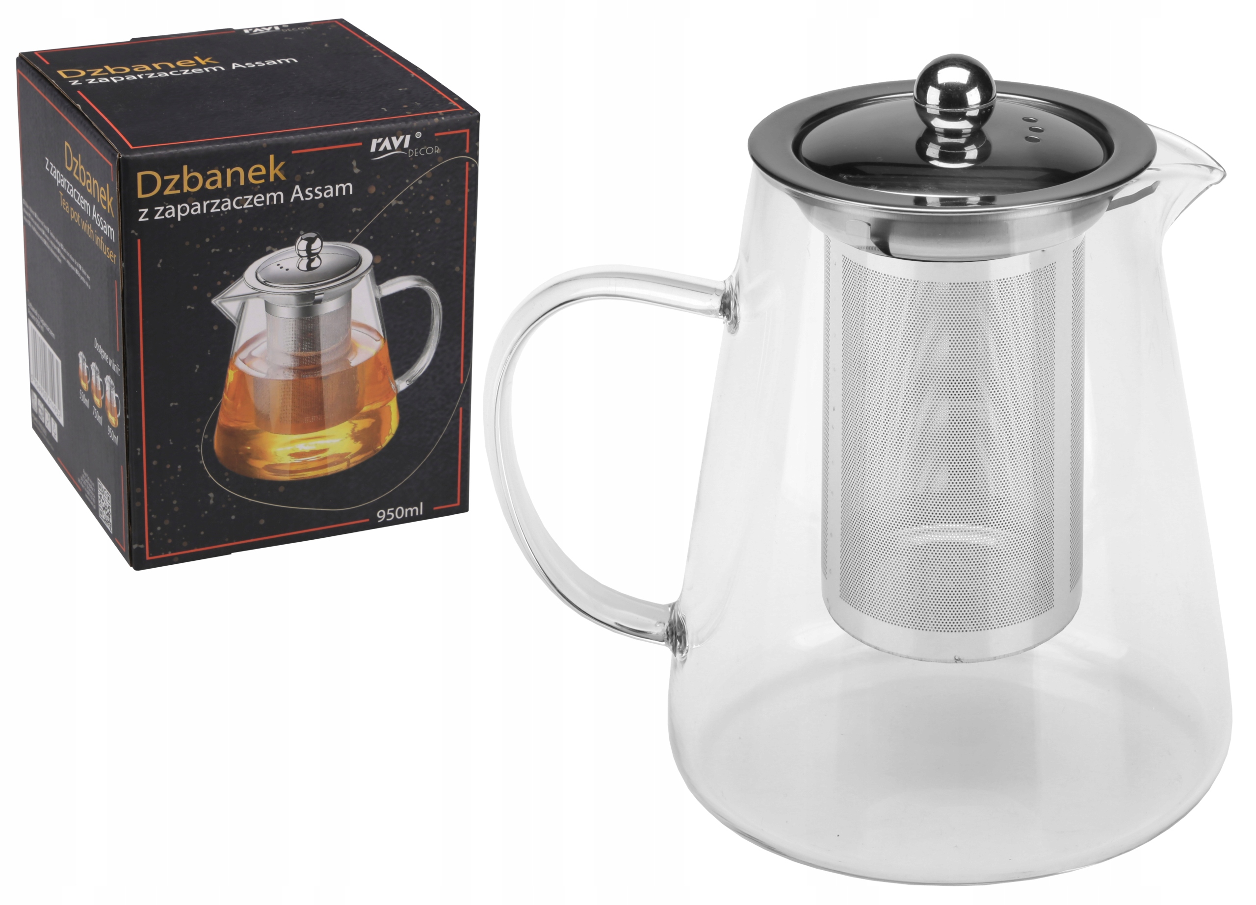 DZBANEK SZKLANY Z ZAPARZACZEM DO KAWY HERBATY 950