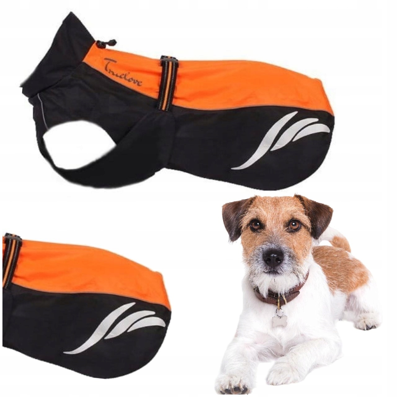 Levně Dešťová Bunda Pro Psa Derka Kabát Truelove Oranžová M (33 CM)