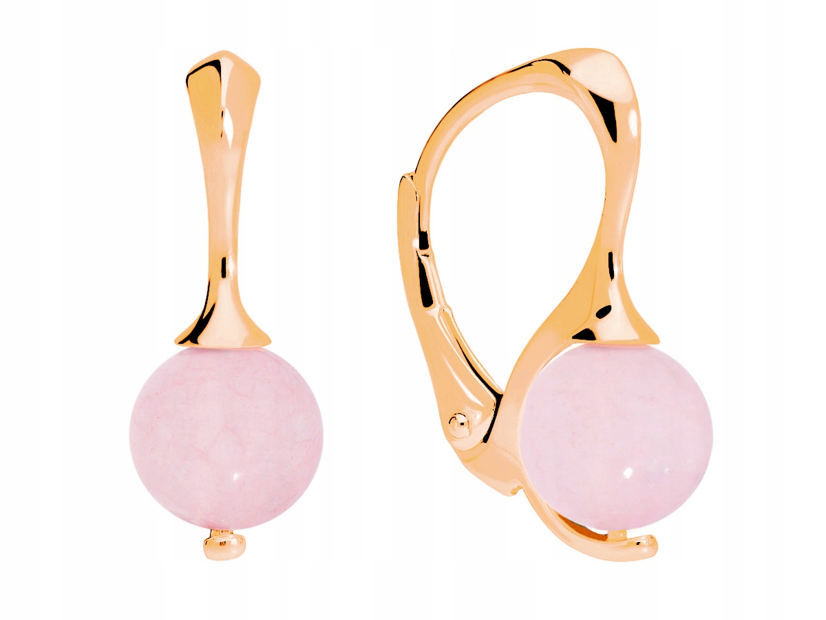 

Złote kolczyki różowe kwarc naturalny złoto 333