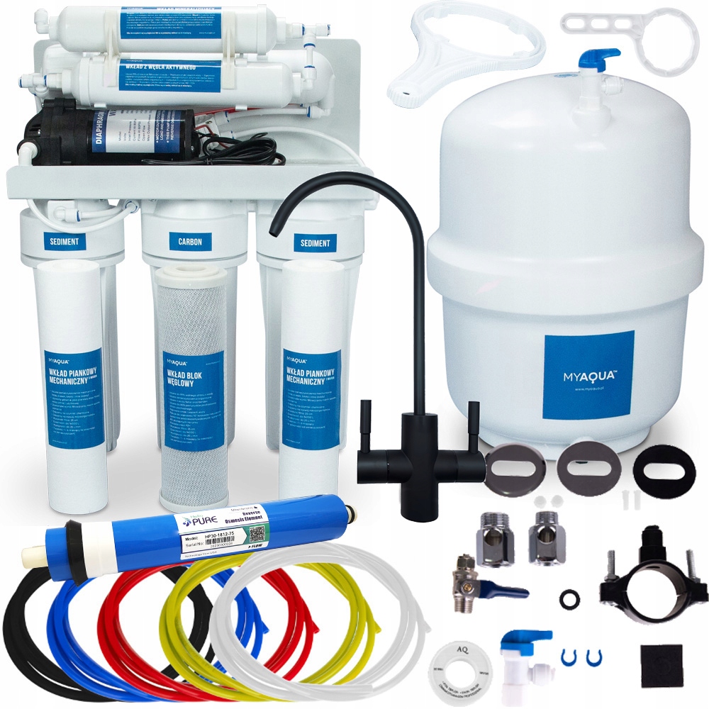 Filtr s Pumpou reverzní osmóza RO6 Černý Výtok Filtr vody Ro