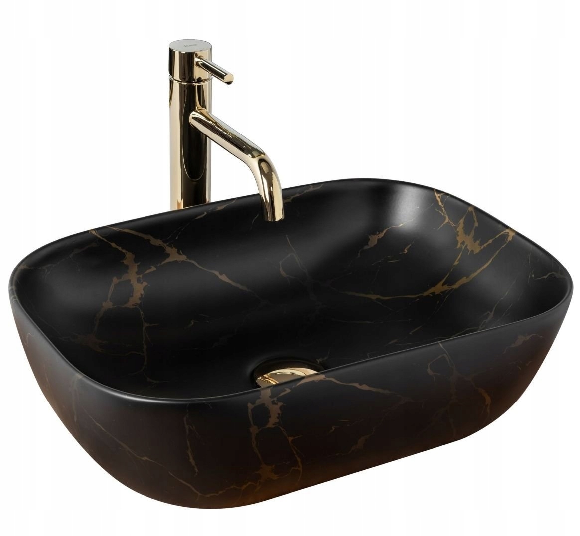 Keramická umývadlová doska Rea Belinda Black Marble Mat
