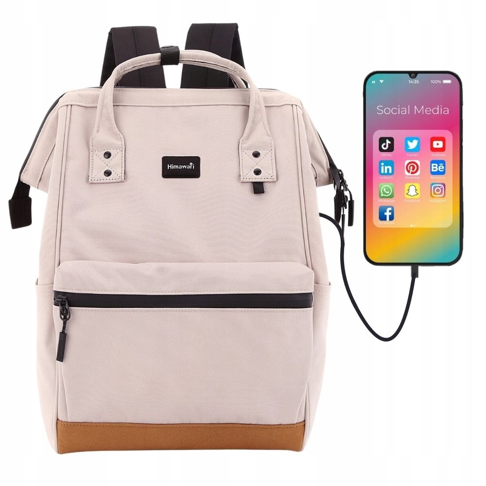 Himawari batoh školní batoh pro ženy, prostorný, s Usb backpack portem