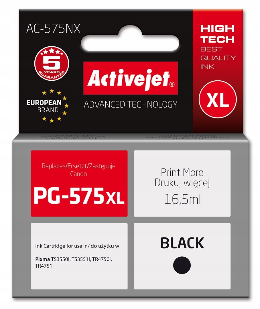 Tusze Activejet AC-575NX zamiennik Canon PG-575XL, 16,5 ml, czarny