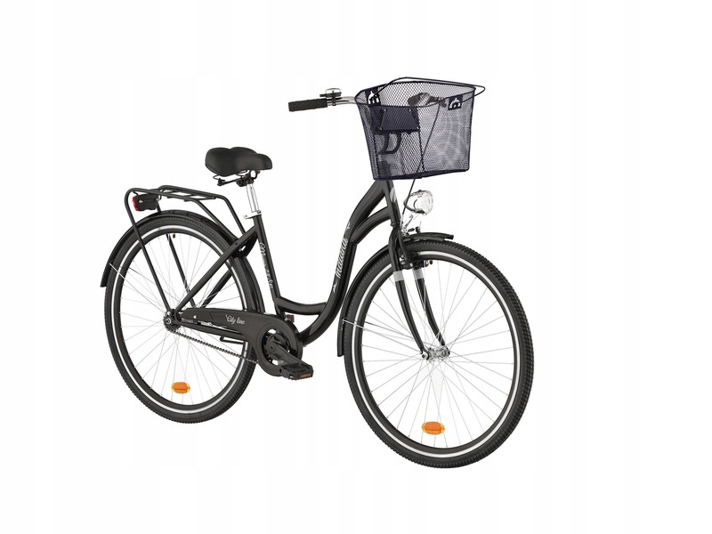 Rower miejski Indiana Moena 28 cali damski Czarny Kosz VKS-105 Stalowy