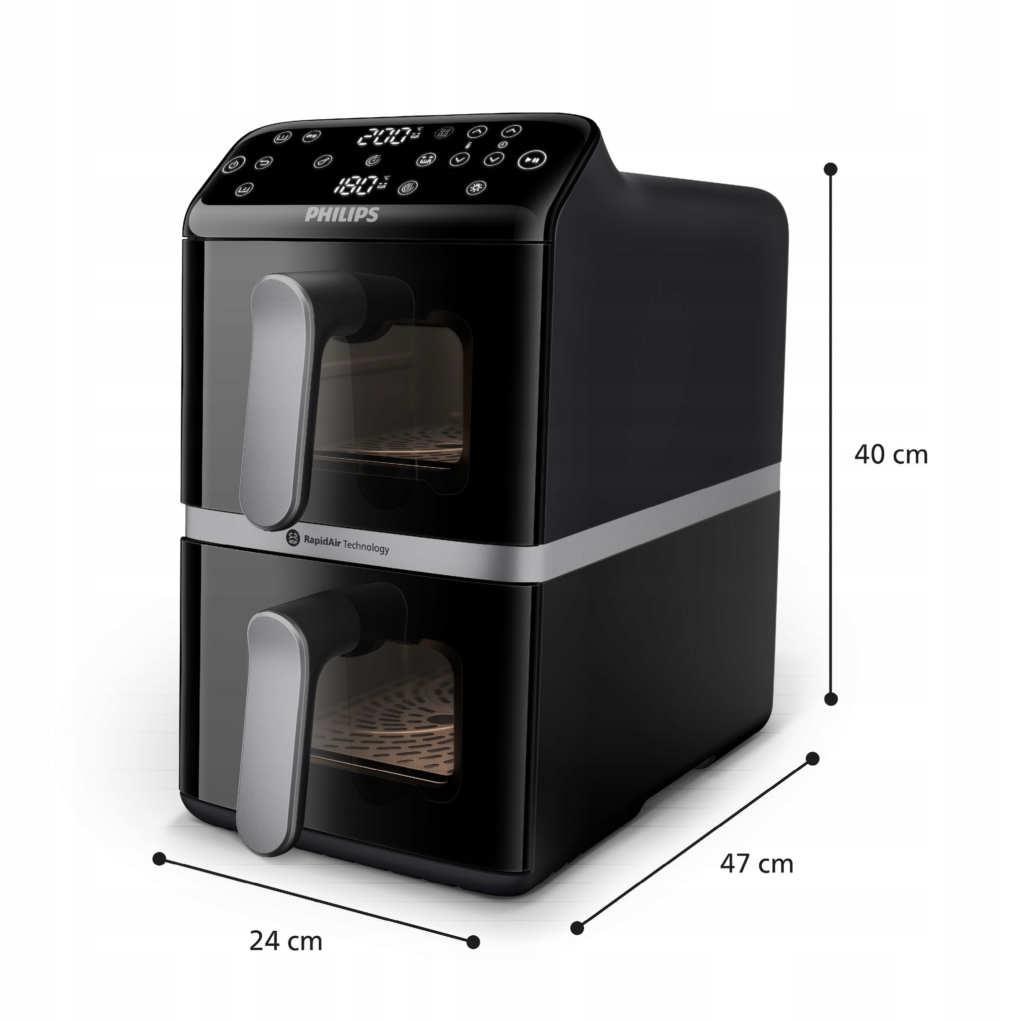 Dvoukomorová vertikální bezolejová fritéza Philips Airfryer NA461/00