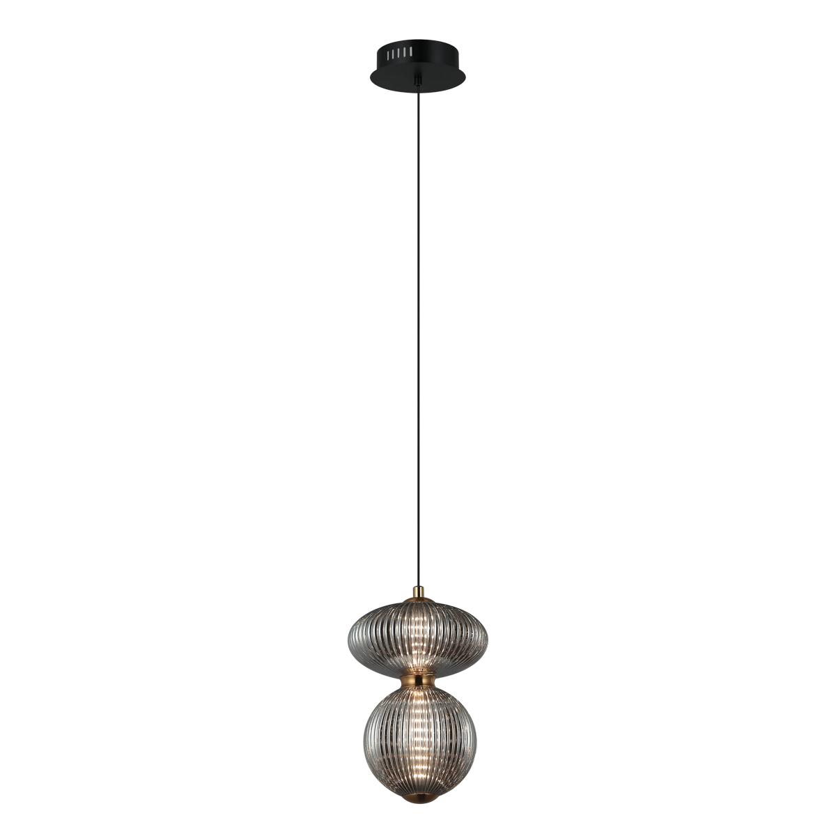 Závěsná lampa Italux Nico Led 7W, černá, kouřové Sklo