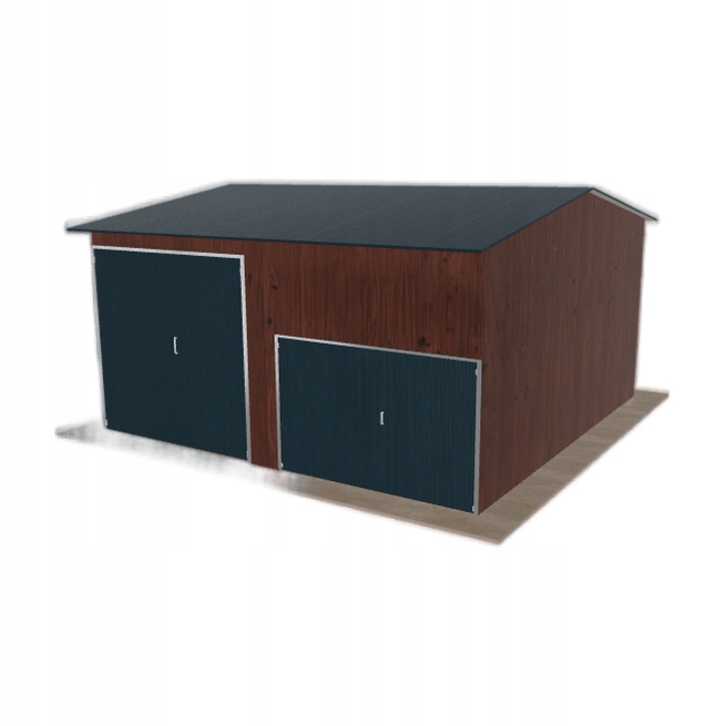 Ocelová hala 6.5 x 6.5 m, sedlová, tmavý ořech, vysoká