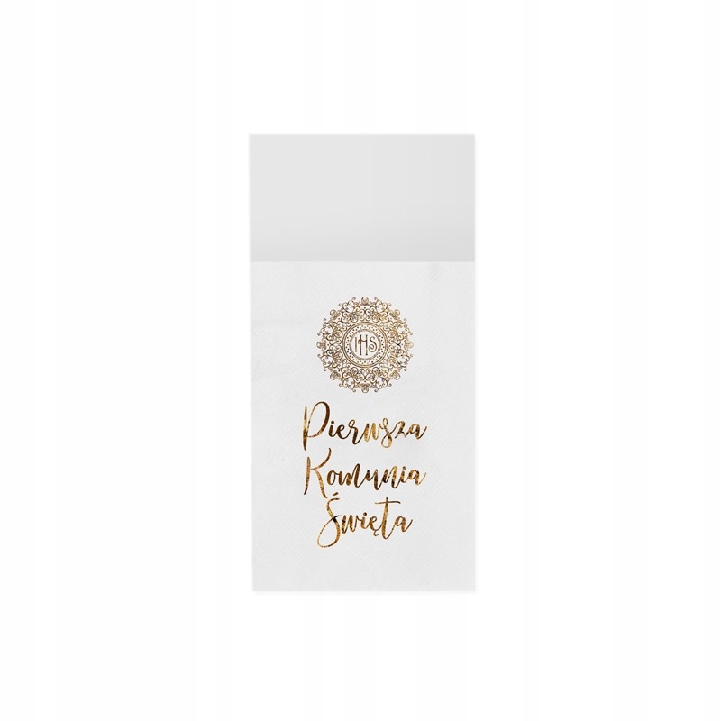 

Kieszonki na sztućce Komunia Złoty Napis 20szt