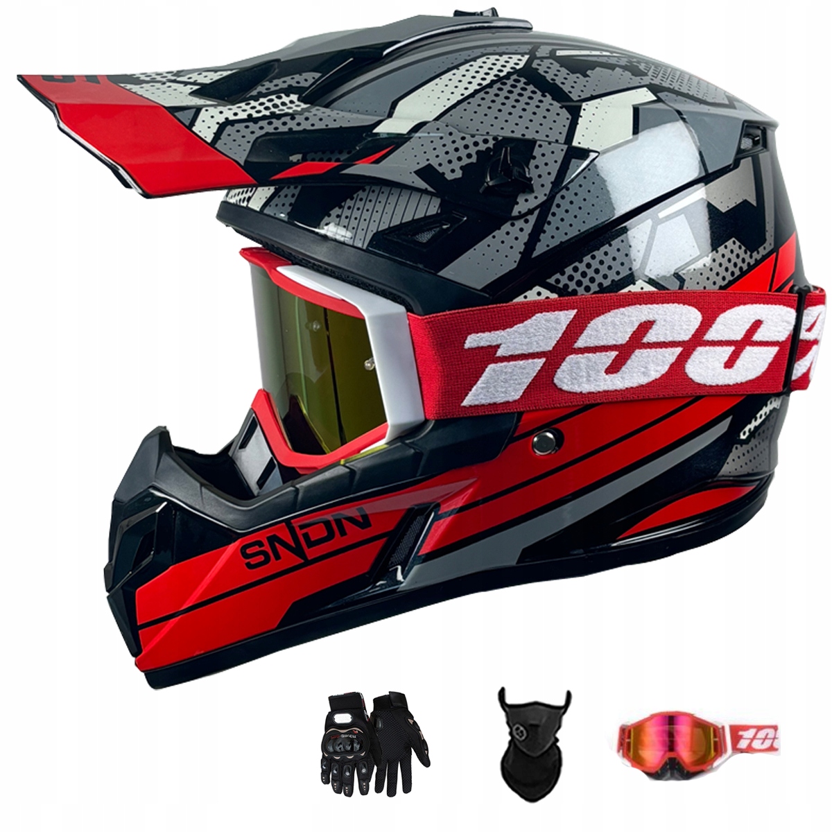 Motocyklová Přilba Lehká Enduro Quada Brýle Rukavice Maska S