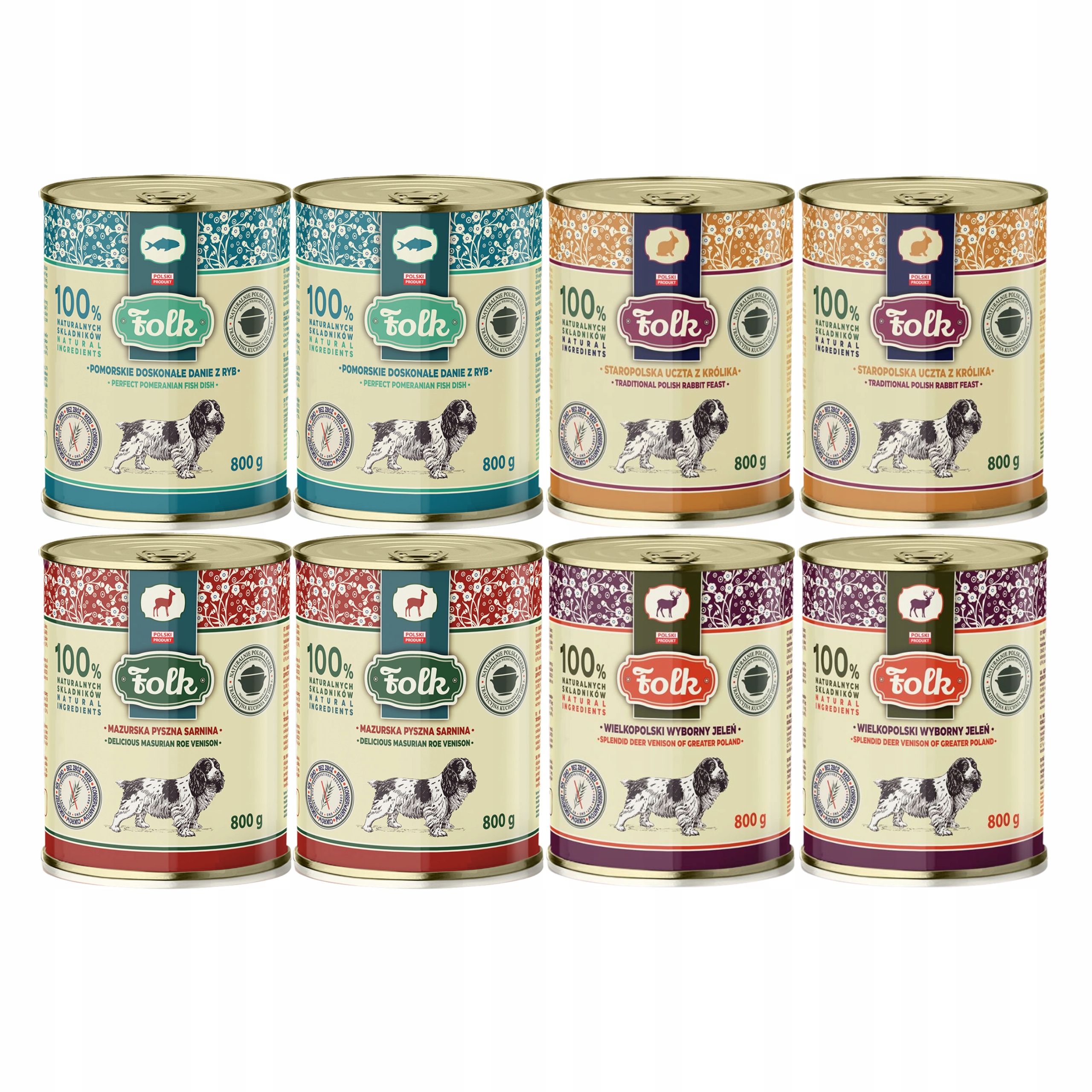 Folk Krmivo pro psy, zdravé, bez obilovin, mix chutí 8 x 800 g