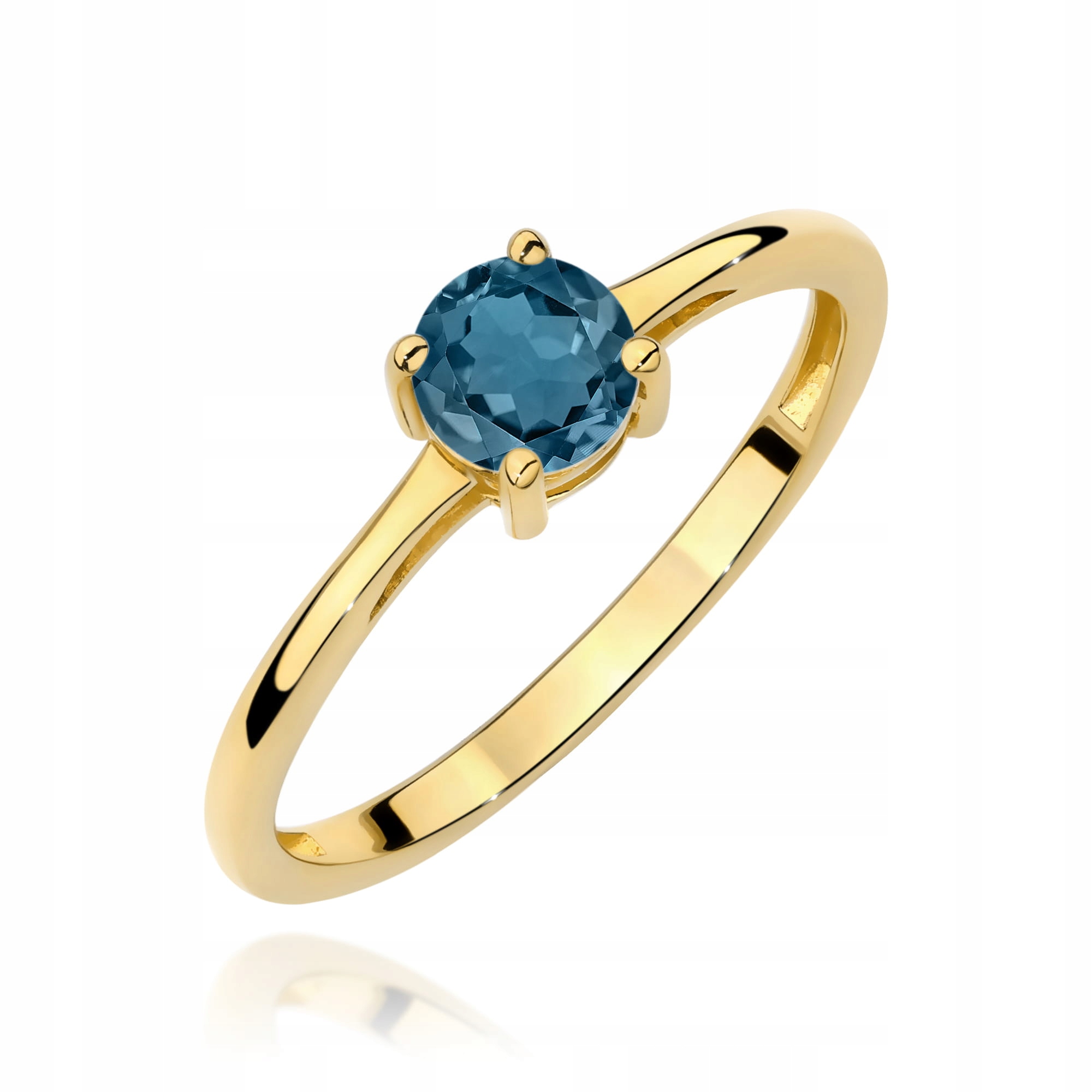 Zlatý prstýnek 585 s topazem London Blue 0.50 ct kulatý