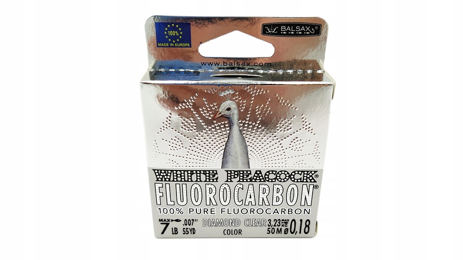 Balsax 100% czysty fluorocarbon White Peacock 0,12mm 1,52kg 50m na przypony