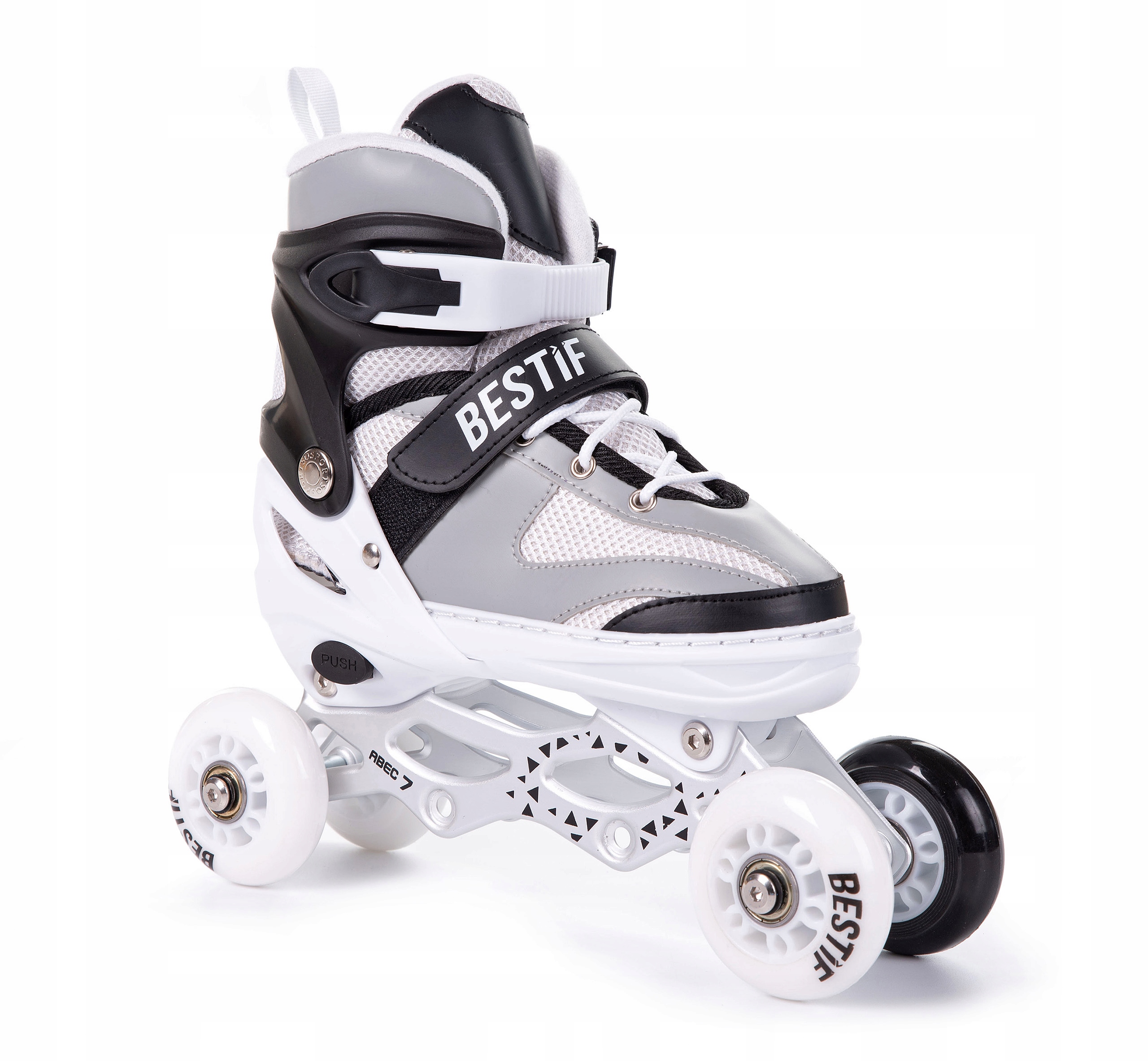 ŁYŻWOROLKI REGULOWANE 4w1 ROLKI WROTKI ŁYŻWY Z WYMIENNĄ PŁOZĄ BESTIF 30-33 Materiał płozy aluminium