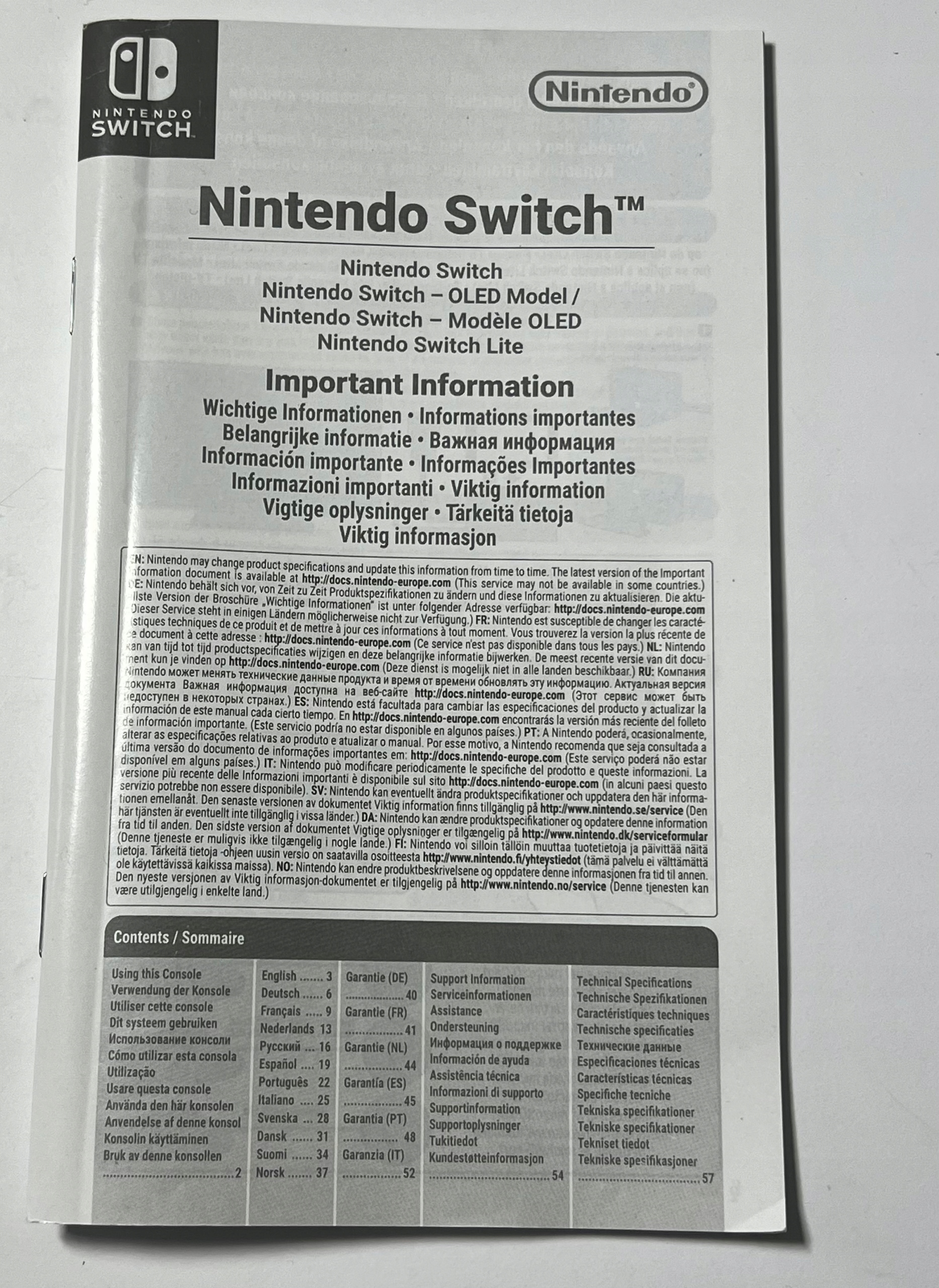Instrukcja obsługi Konsola NINTENDO Switch Oled