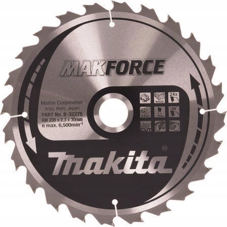 Kotoučová Pila Na Dřevo Makforce 235x30mm 24-ZUBŮ