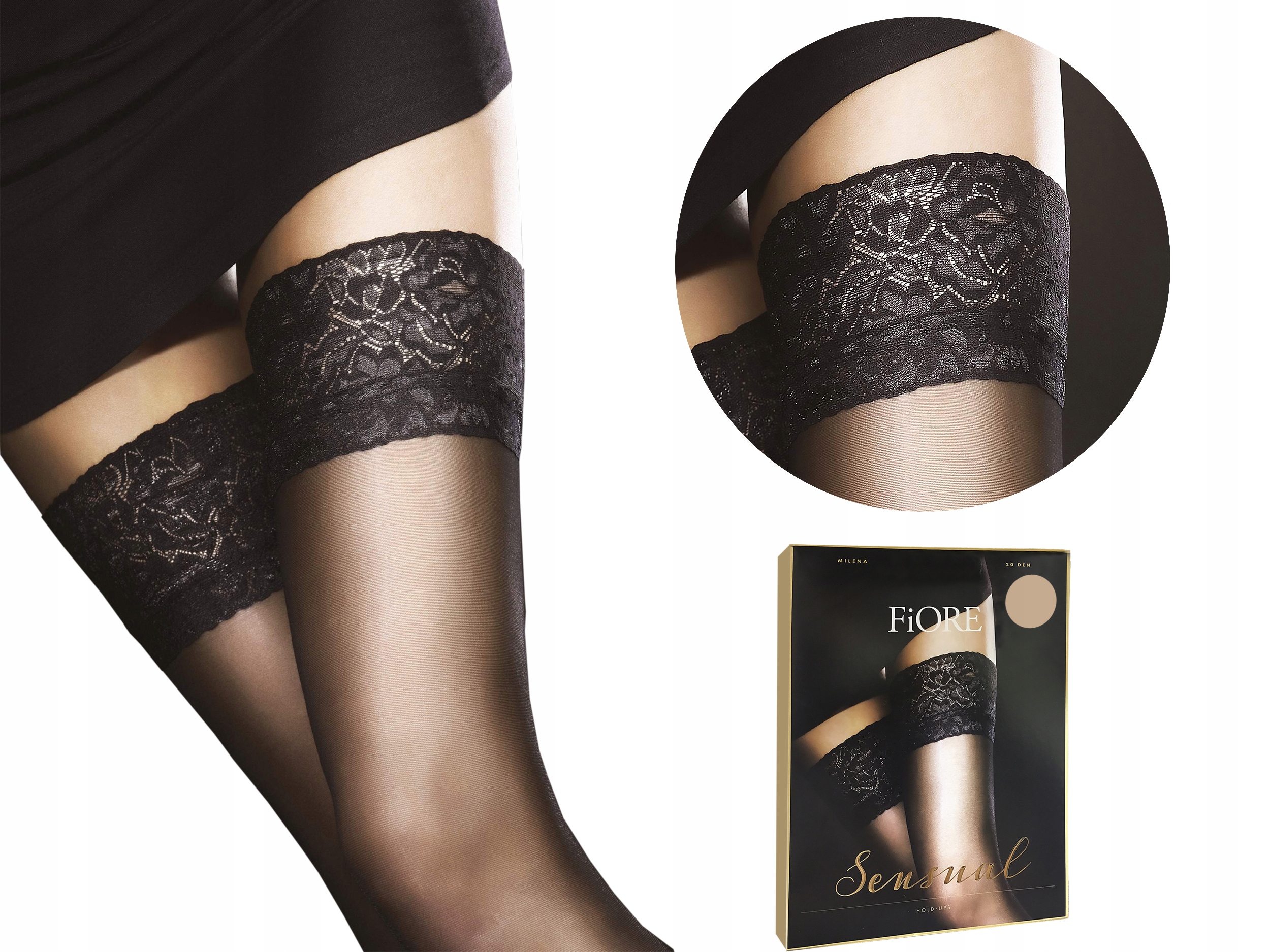 

Fiore pończochy samonośne Milena koronka nude 6XXL