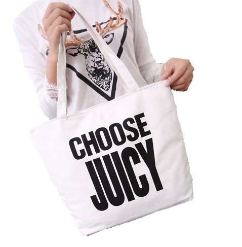 

Duża Materiałowa Torba Shopper Bag Nadruk Wzory